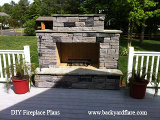 DIY OutdoorFireplace with deck