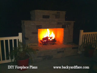 DIY Outdoor Fireplace with deck
