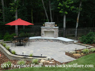 DIY Outdoor Fireplace with seating