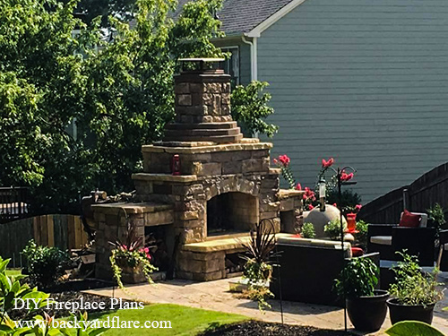 DIY Outdoor Fireplace with storage