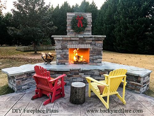 DIY Outdoor Fireplace with seating