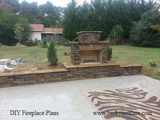 DIY Outdoor Fireplace with seating