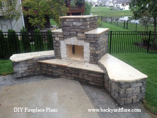 DIY Outdoor Fireplace with seating