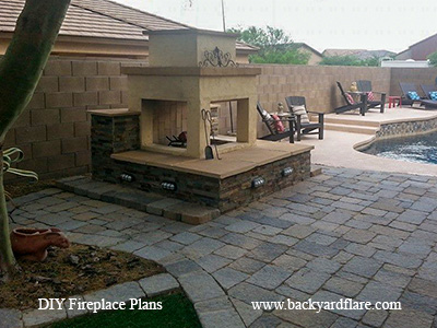 DIY Outdoor Fireplace with pool
